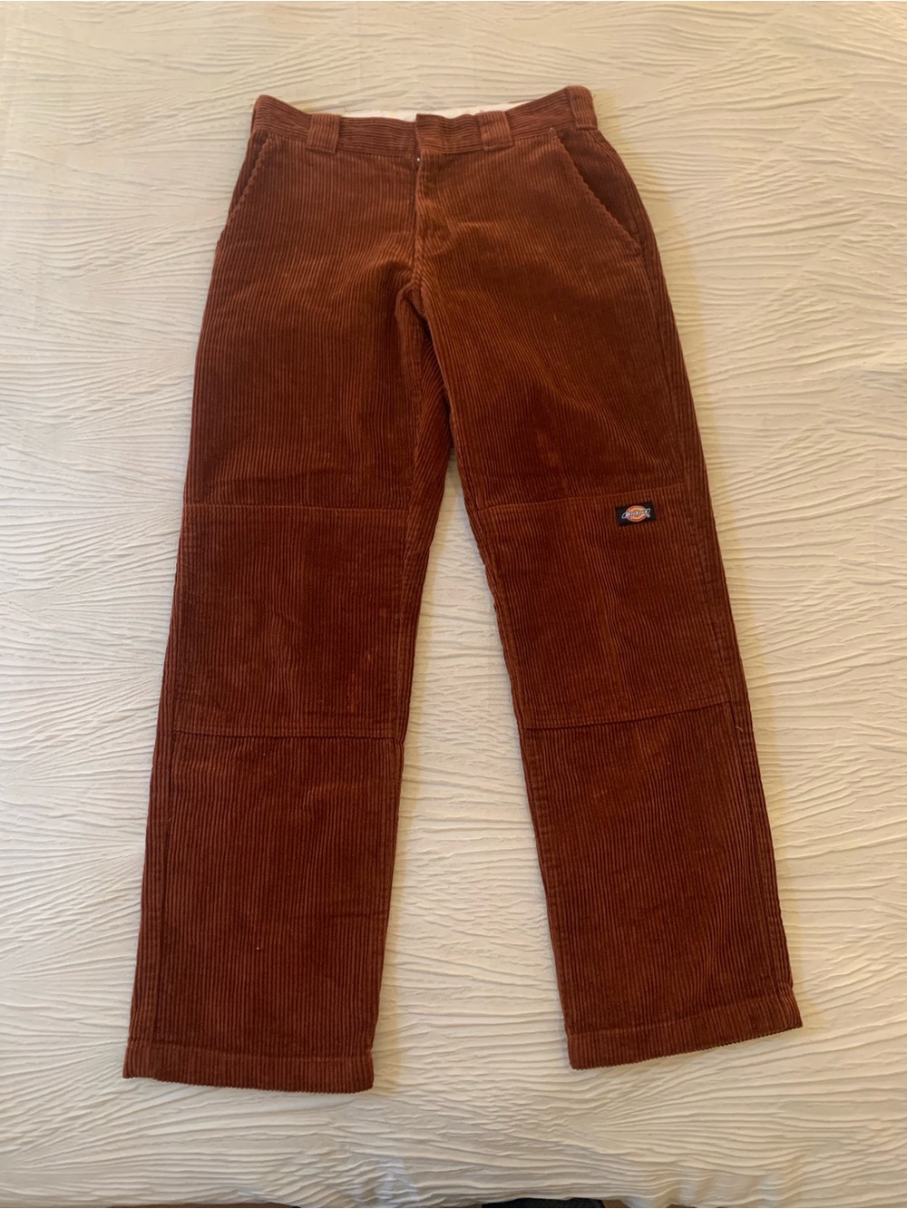 Dickie’s Rust Brown/Orange Double Knee Corduroy Carpenter Pants, size 30x30.5